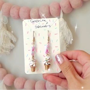 💗🍦 ice cream cone summer themed earrings style Handmade